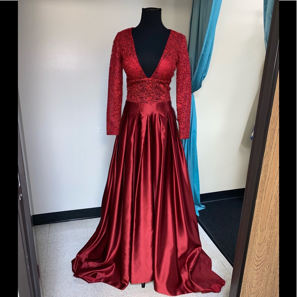 Wine Long Sleeved Gown